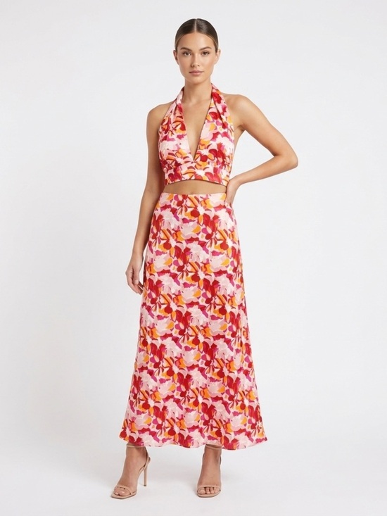 12th Tribe Dresses & Skirts - 12th Tribe Floral Halter Set in Pink, Red & Orange